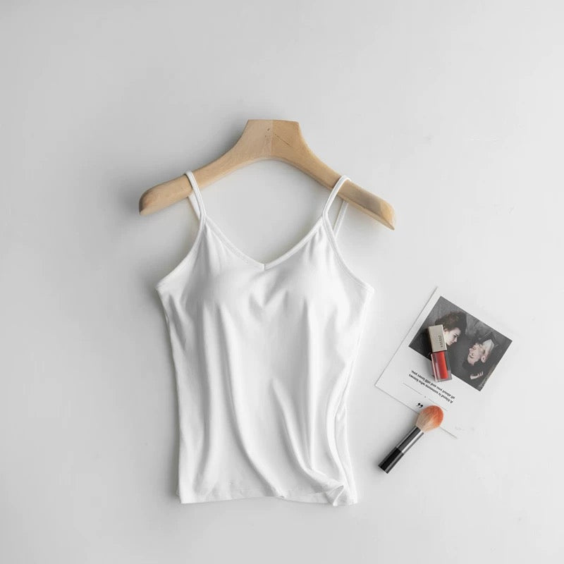 Basic V-Neck Built-In Bra Camisole